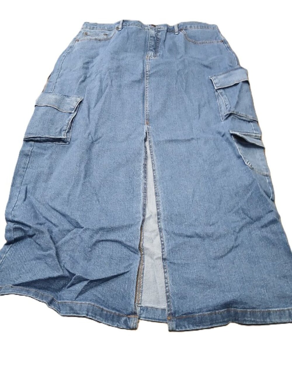 SCOOP Women's Legacy Stretch Denim Cargo Maxi Skirt Blue Size 18